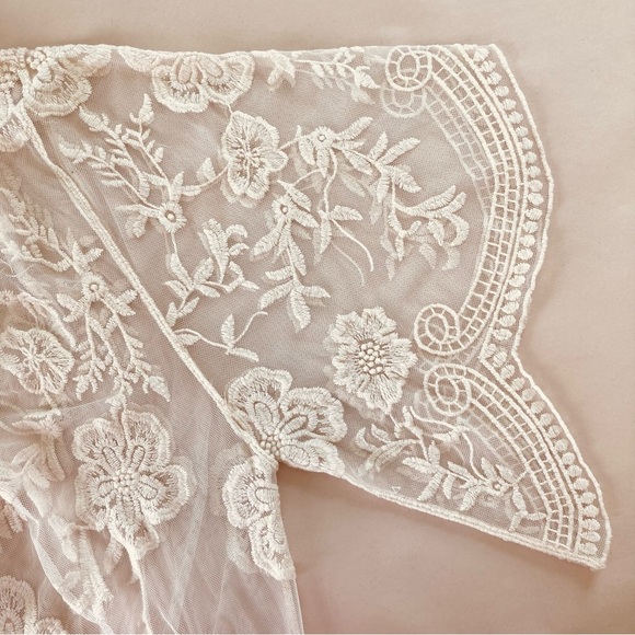 Origami by Vivian Lace Bohemian Long Kimono Duster Coverup Off White (Size F) - Picture 6 of 12